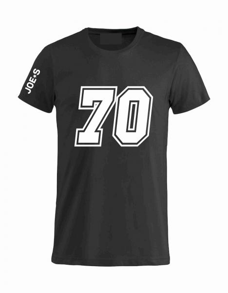T-Shirt Nummer 70, schwarz-weiß